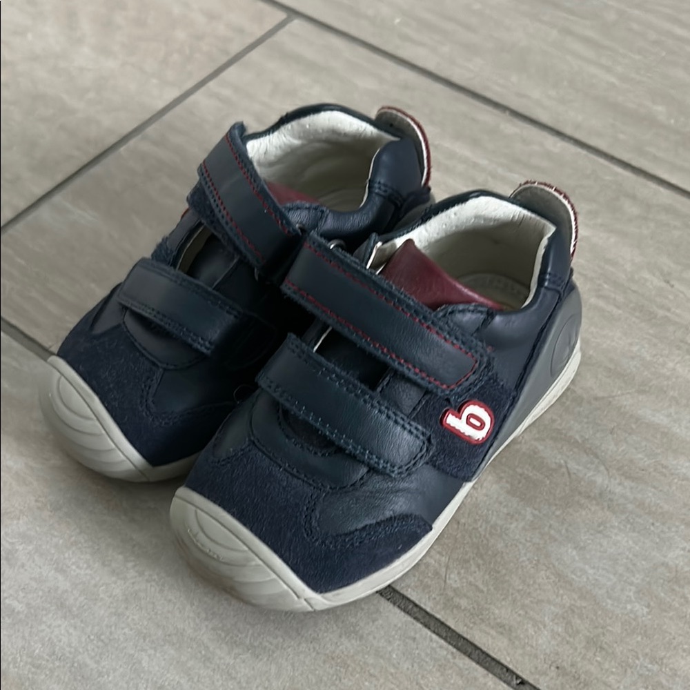 Kids Navy Blue Shoes with Velcro Straps Biomecanics Made in Spain
